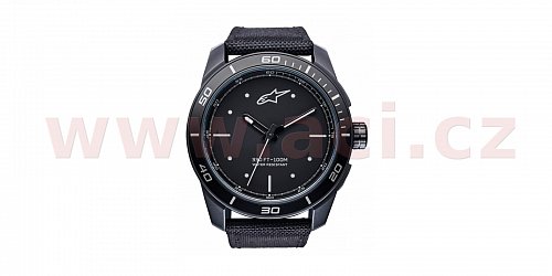 hodinky TECH PVD, ALPINESTARS - ITÁLIE (černá/bílá, textilní pásek)